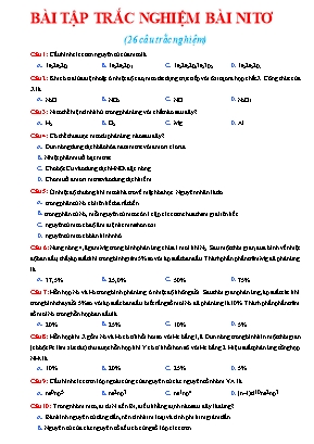 Bài tập trắc nghiệm Hoá học 11 - Bài 7 Nitơ (Có đáp án)